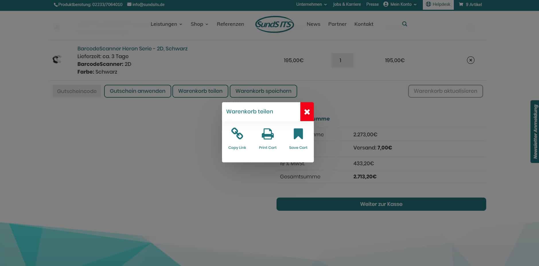Onlineshop speichern